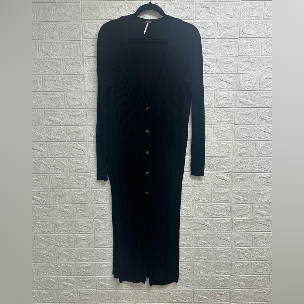 Free people black button up size small cardigan